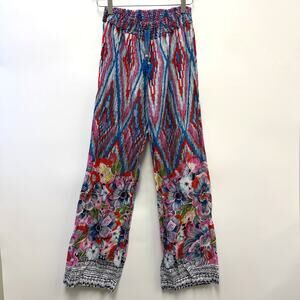 E by Eloise Floral Printed Drawstring Pajama Pants Sz Medium M